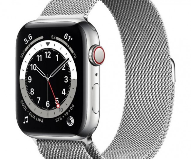 Apple Watch Series 6 GPS + Cellular 44mm Silver Stainless Steel Case w. Silver Milanese L. (M07M3)